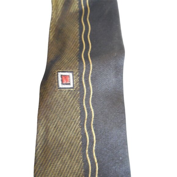 Vintage Abstract pattern Gold on Black tie necktie 1930s-1950s - Picture 3 of 3
